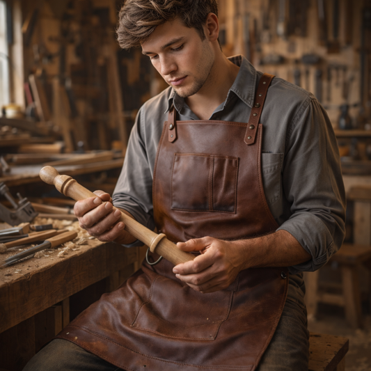 The Riding of Yorkshire Full Grain Tan Brown Apron - Leather Clan