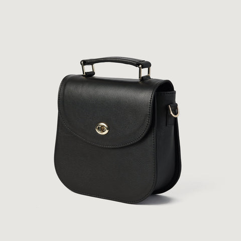 The Sandra Black Leather Saddle Bag