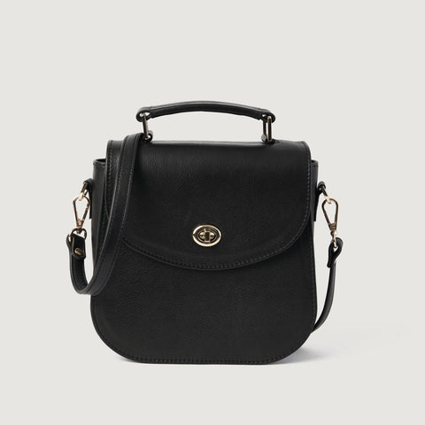 The Sandra Black Leather Saddle Bag