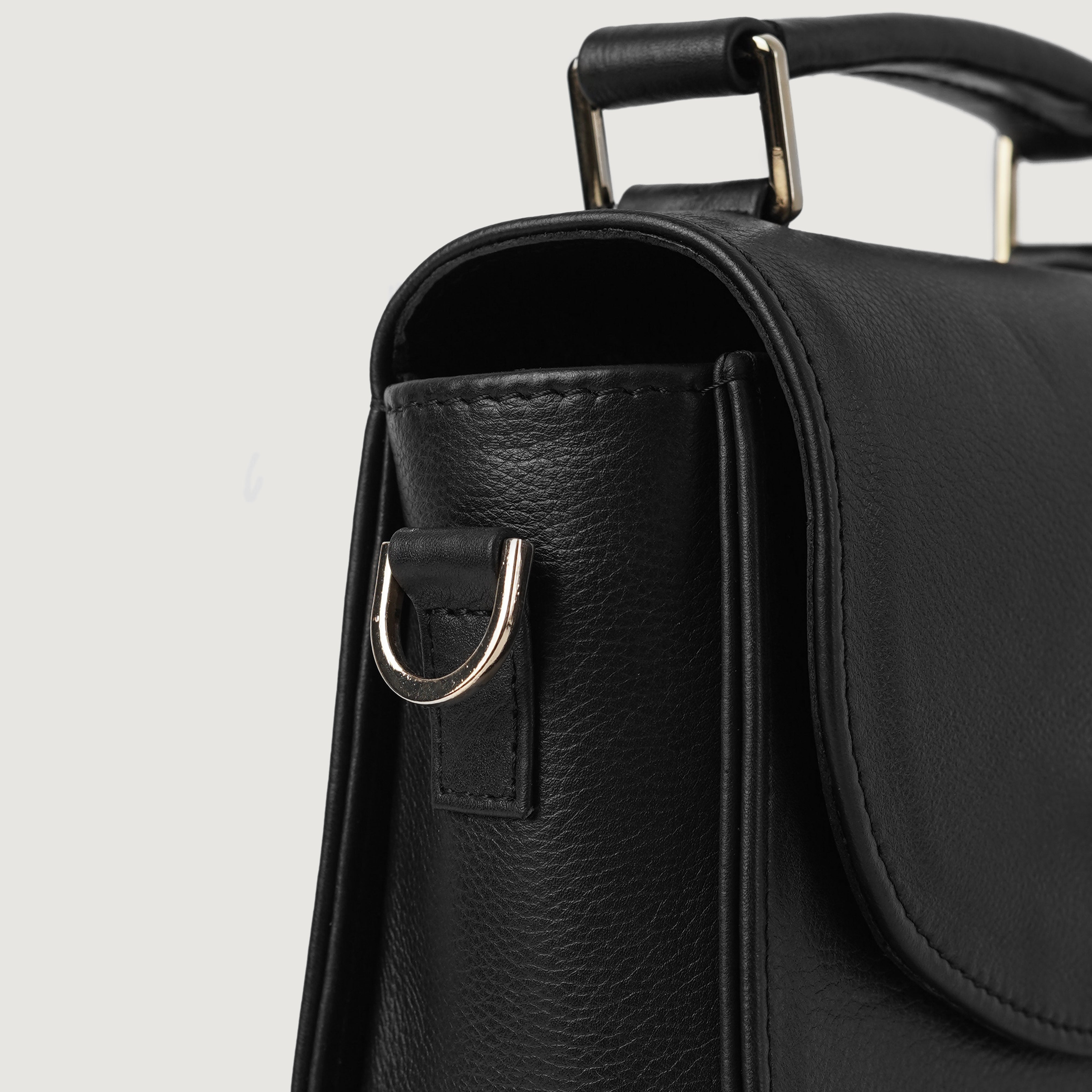 The Sandra Black Leather Saddle Bag