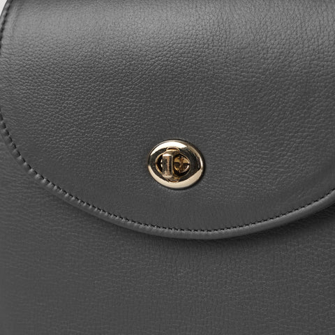 The Sandra Grey Leather Saddle Bag