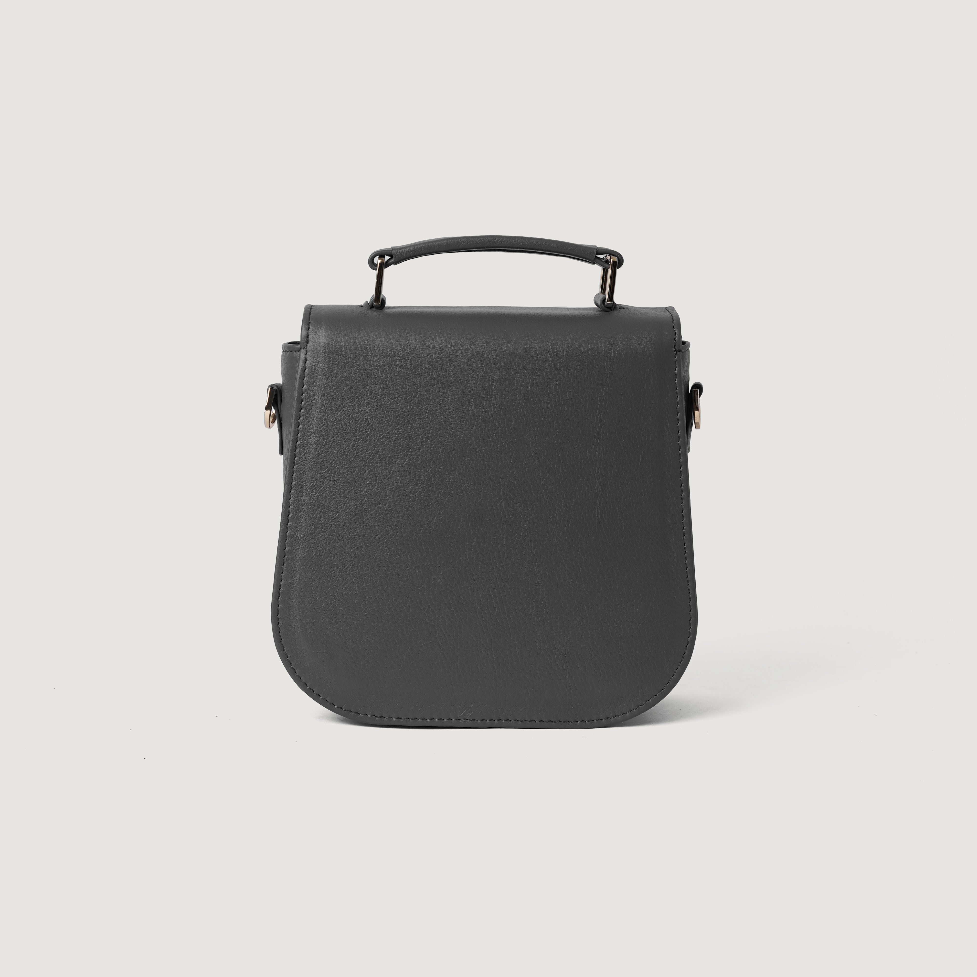 The Sandra Grey Leather Saddle Bag
