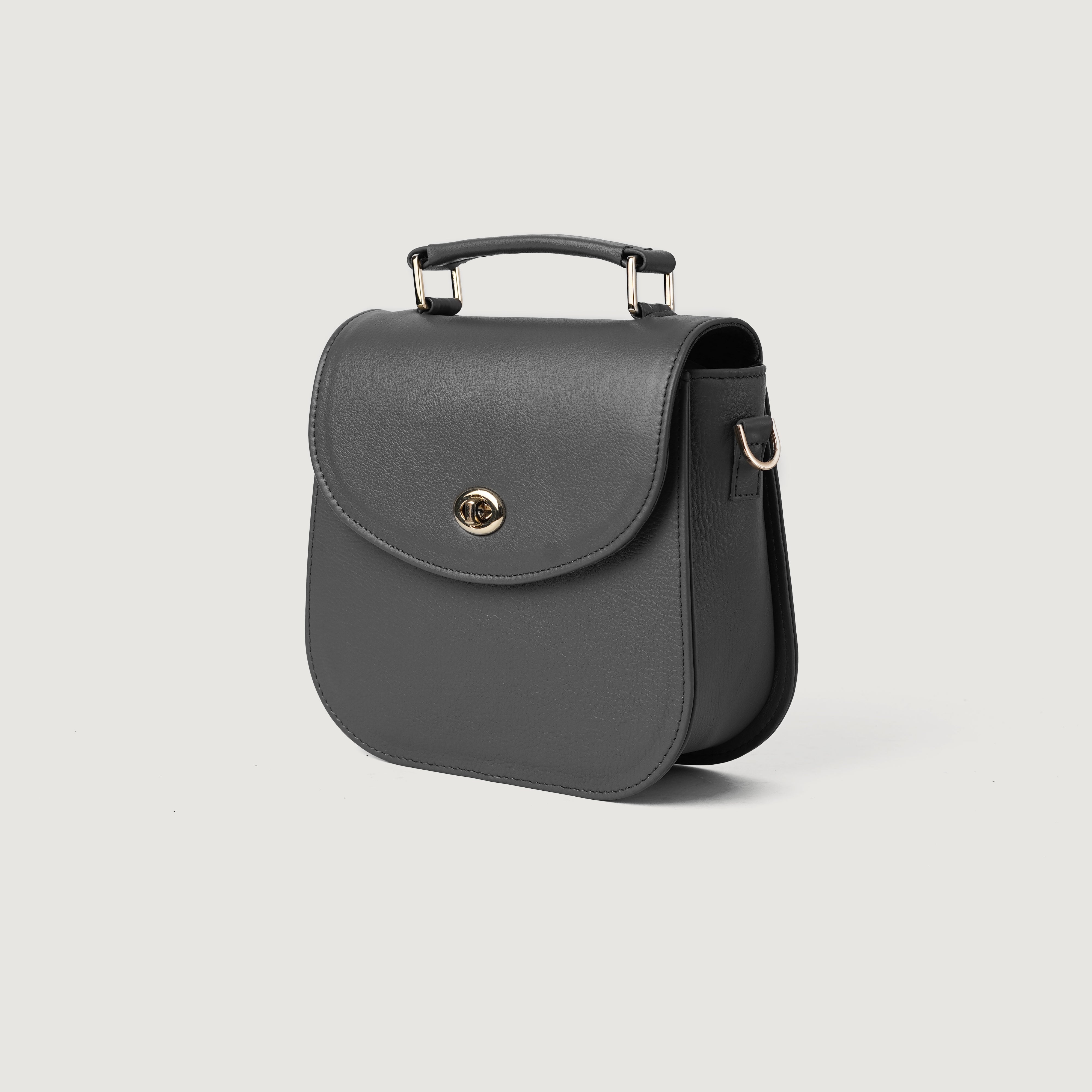 The Sandra Grey Leather Saddle Bag