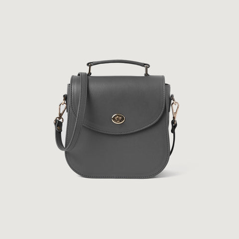 The Sandra Grey Leather Saddle Bag