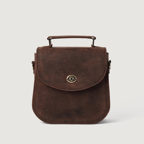 The Sandra Vintage Distressed Brown Leather Saddle Bag