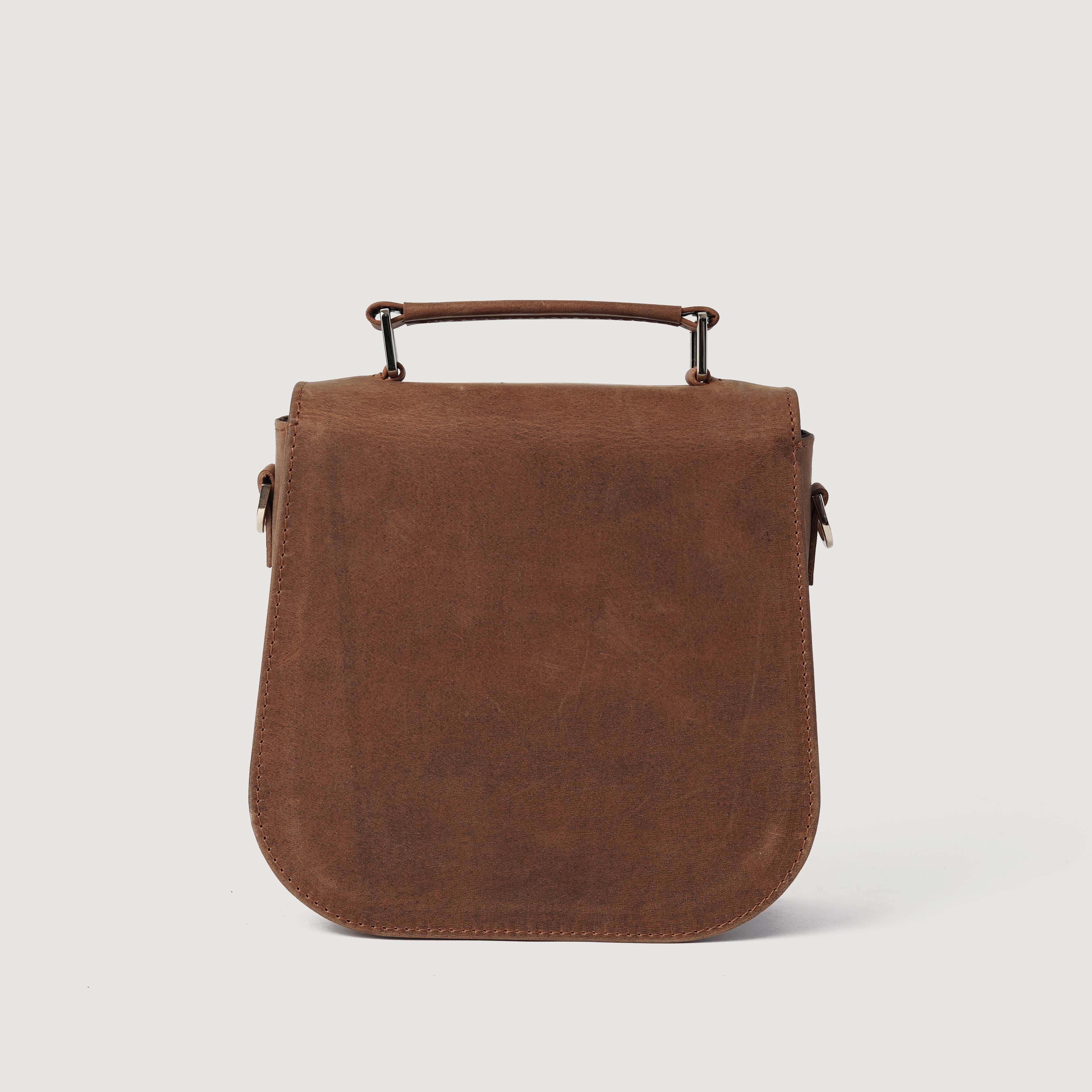 The Sandra Vintage Tan Leather Saddle Bag
