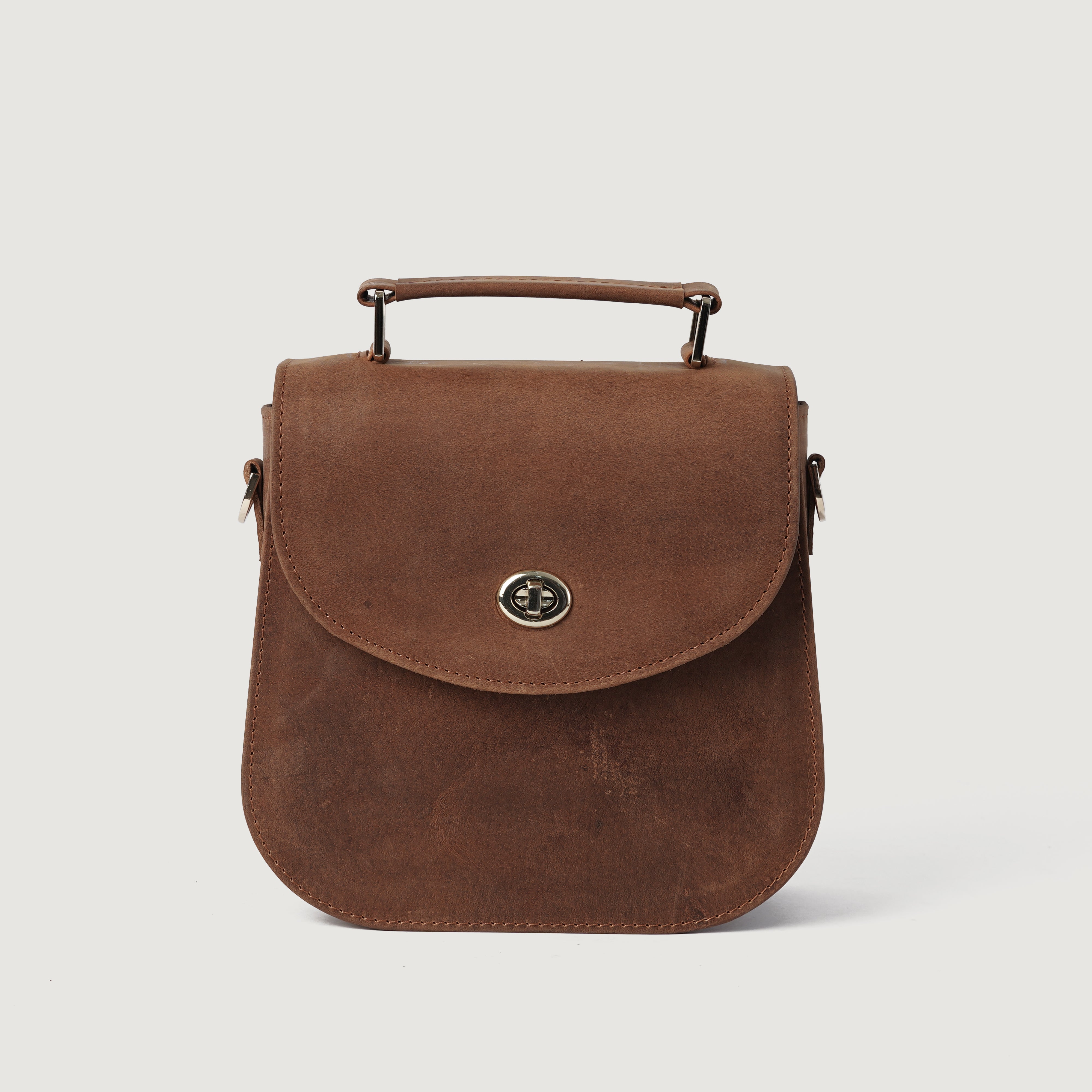 The Sandra Vintage Tan Leather Saddle Bag