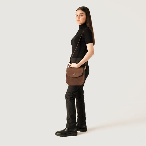 The Sandra Vintage Tan Leather Saddle Bag