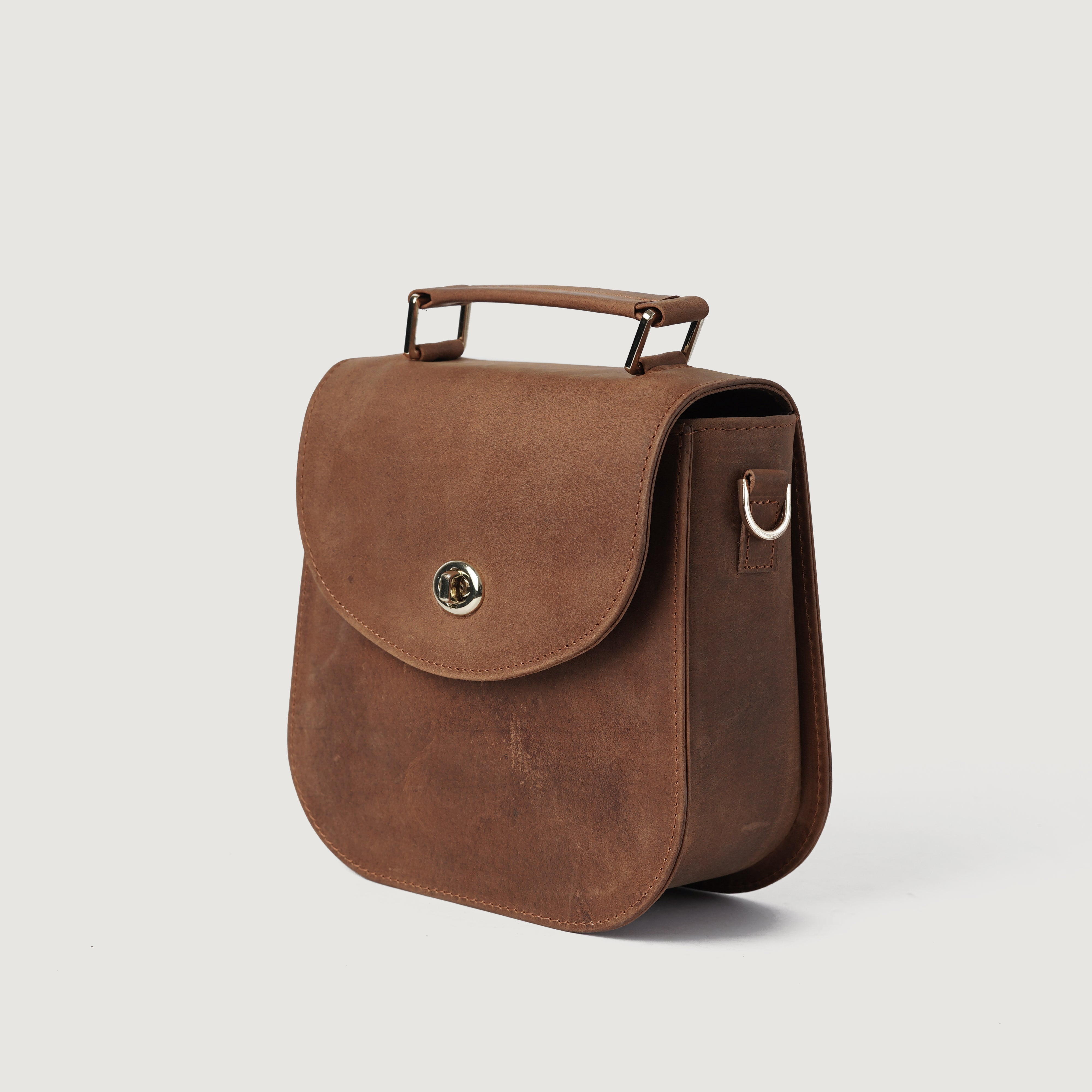 The Sandra Vintage Tan Leather Saddle Bag