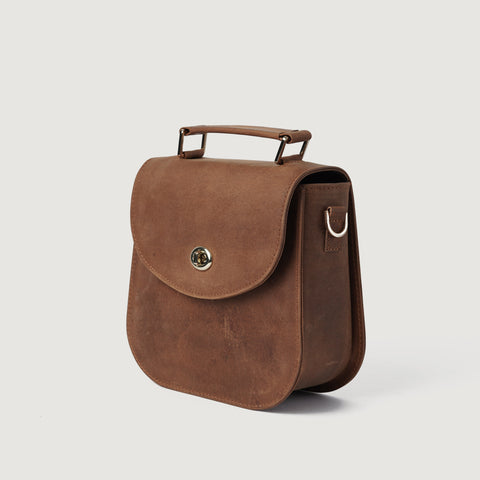 The Sandra Vintage Tan Leather Saddle Bag