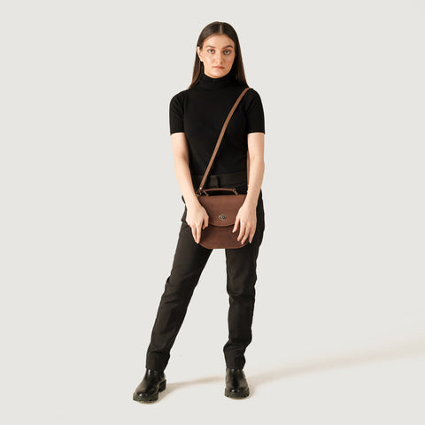 The Sandra Vintage Tan Leather Saddle Bag
