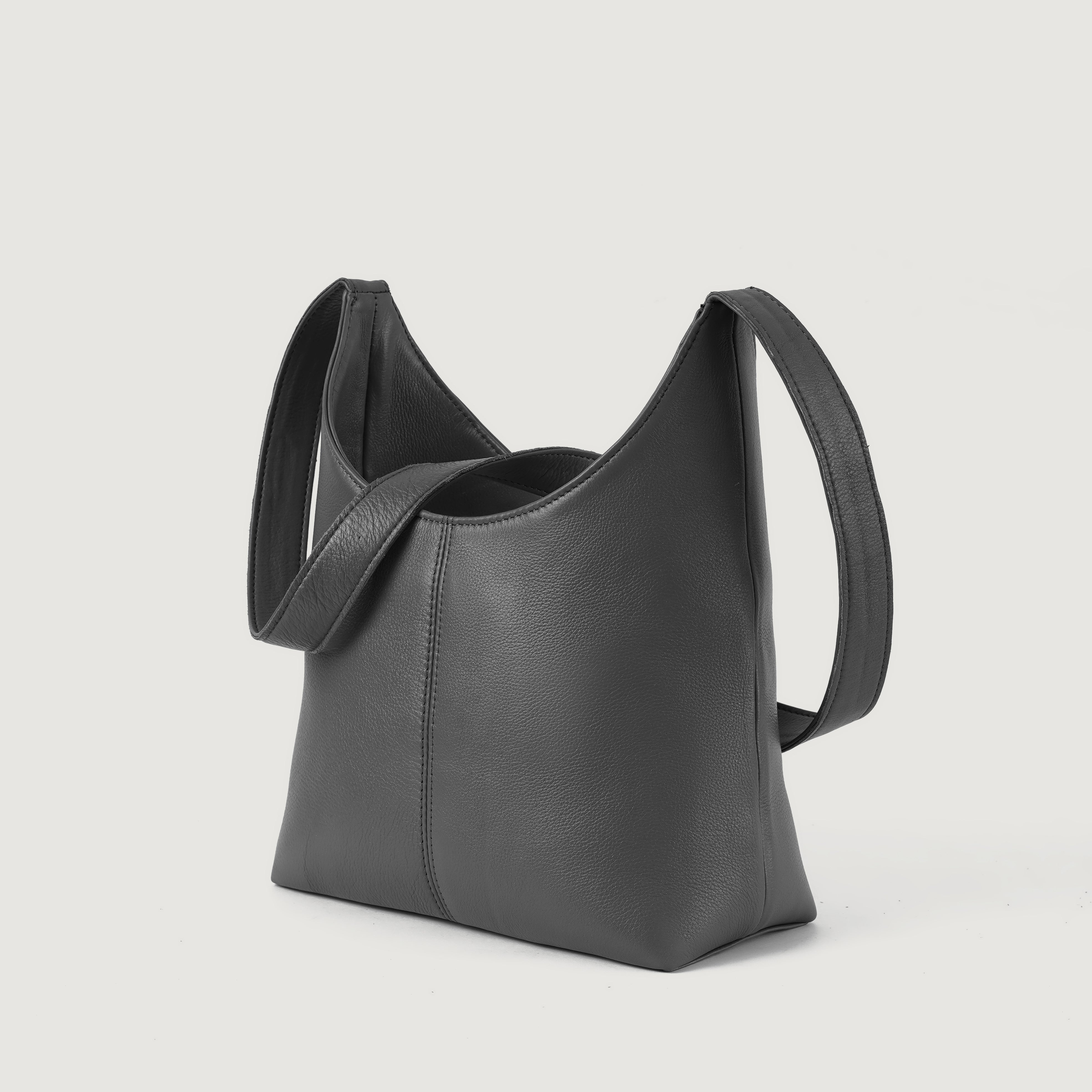 The Stefani Grey Leather Hobo Bag