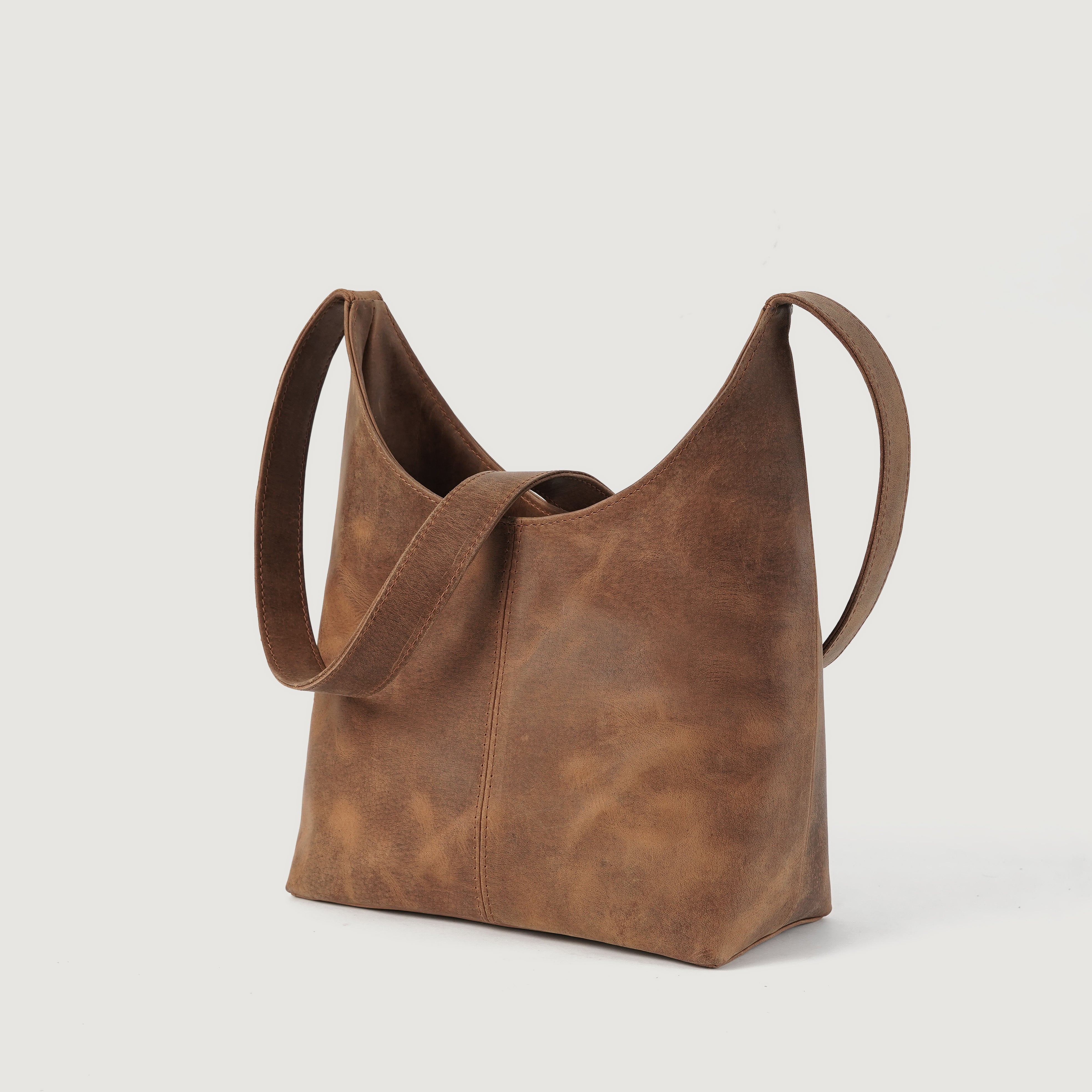 The Stefani Vintage Tan Brown Leather Hobo Bag