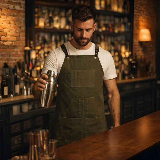 The Olive Green Canvas Apron - Leather Clan