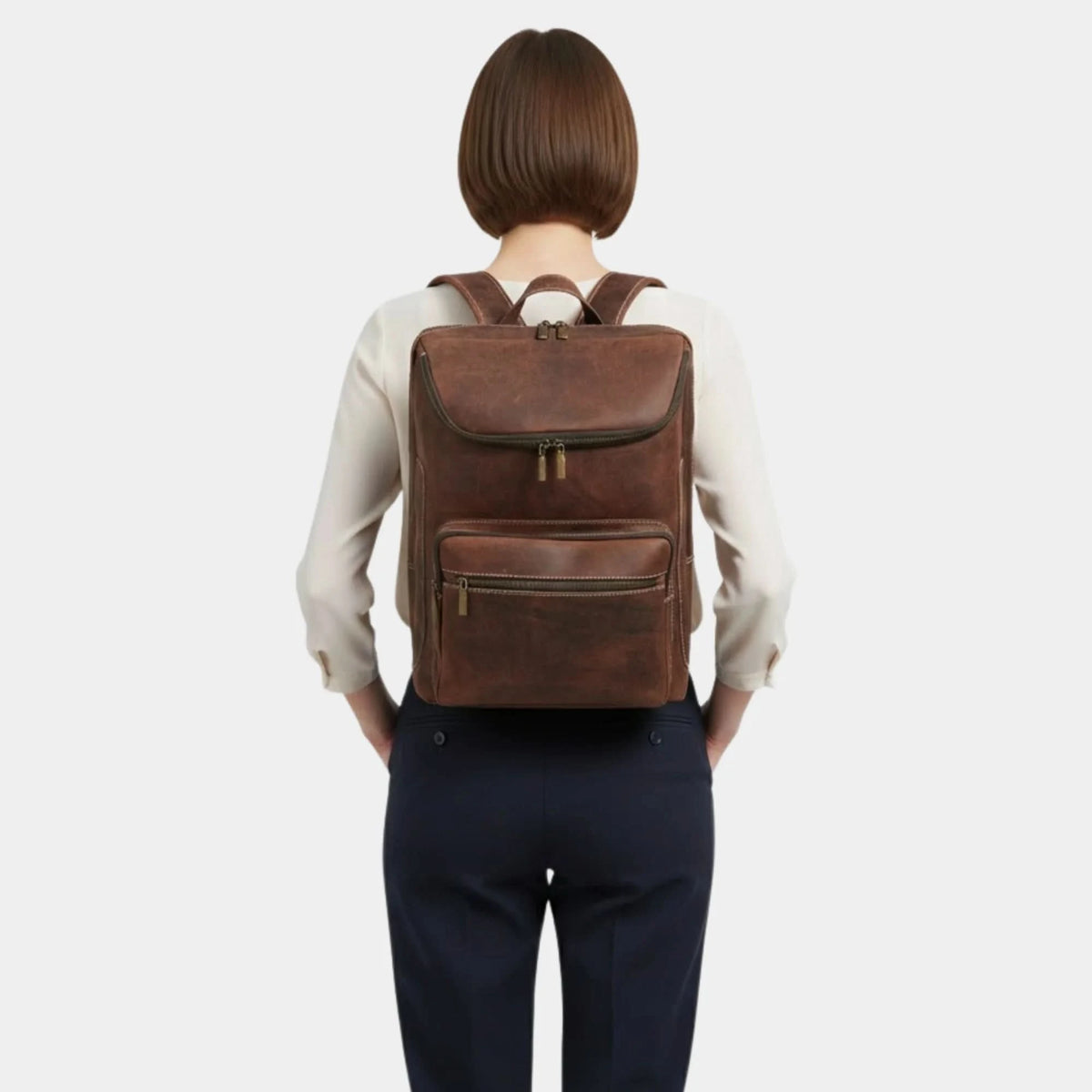 The Bedford Vintage Distressed Brown Leather Backpack