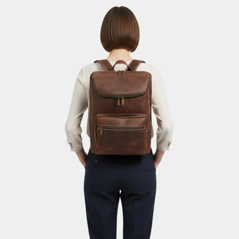 The Bedford Vintage Distressed Brown Leather Backpack