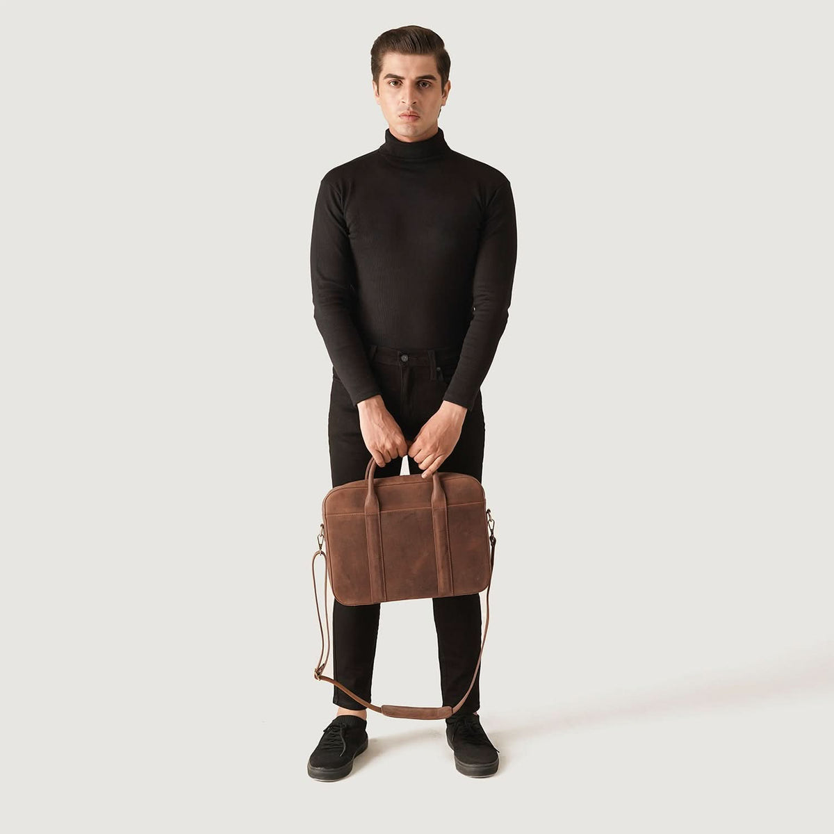 The Captain Vintage Tan Brown Leather Briefcase