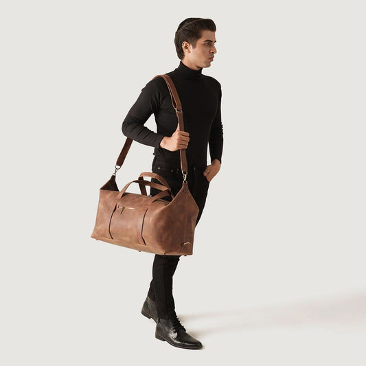 The Dale Vintage Tan Brown Leather Duffle Bag