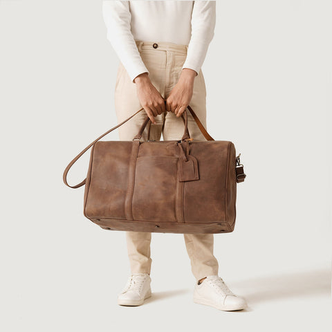 The Darrio Vintage Tan Brown Leather Duffle Bag