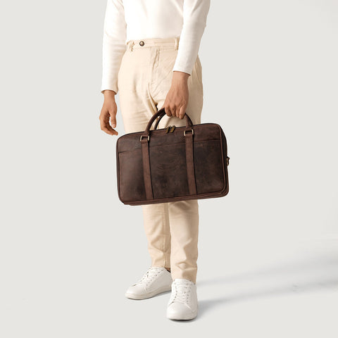 The Preston Vintage Distressed Brown Leather Briefcase