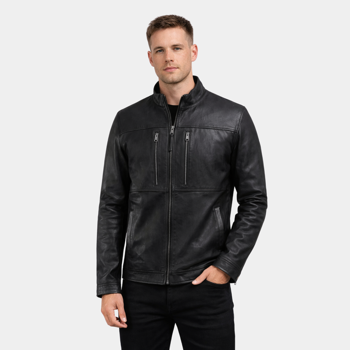Thunder Storm Black Biker Leather Jacket