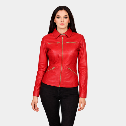 Tomachi Red Leather Jacket