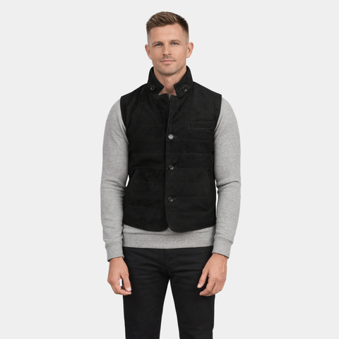 Tony Black Suede Vest