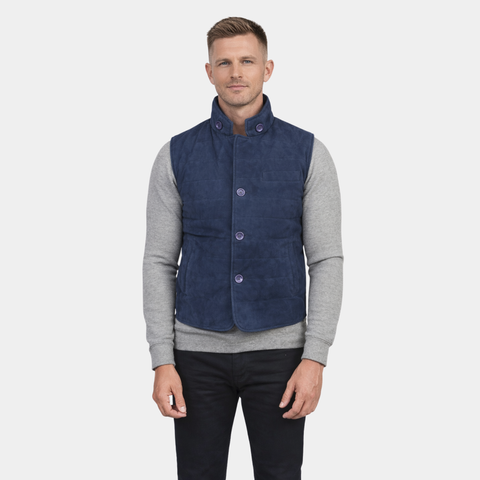 Tony Blue Suede Vest