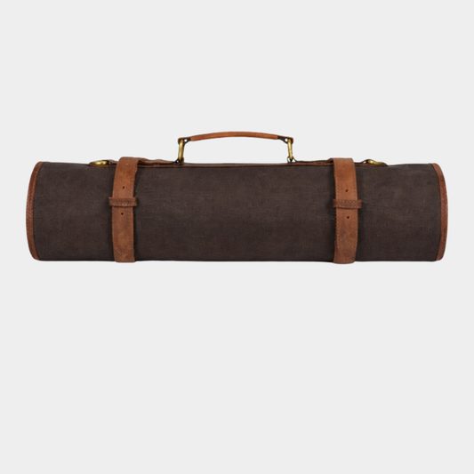 Tourbon Leather Knife Roll - Dark Brown