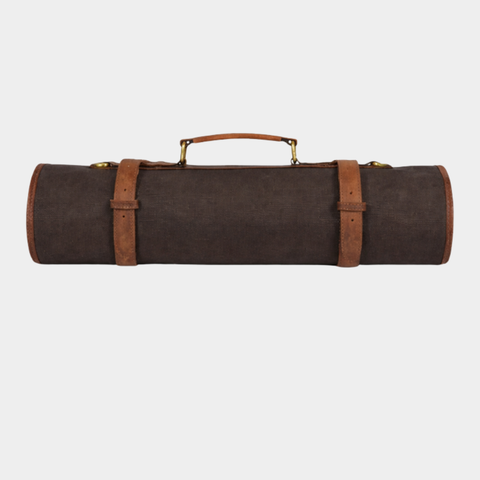 Tourbon Leather Knife Roll - Dark Brown