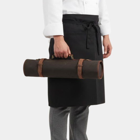 Tourbon Leather Knife Roll - Dark Brown