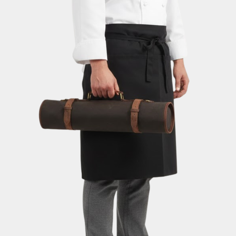 Tourbon Leather Knife Roll - Dark Brown