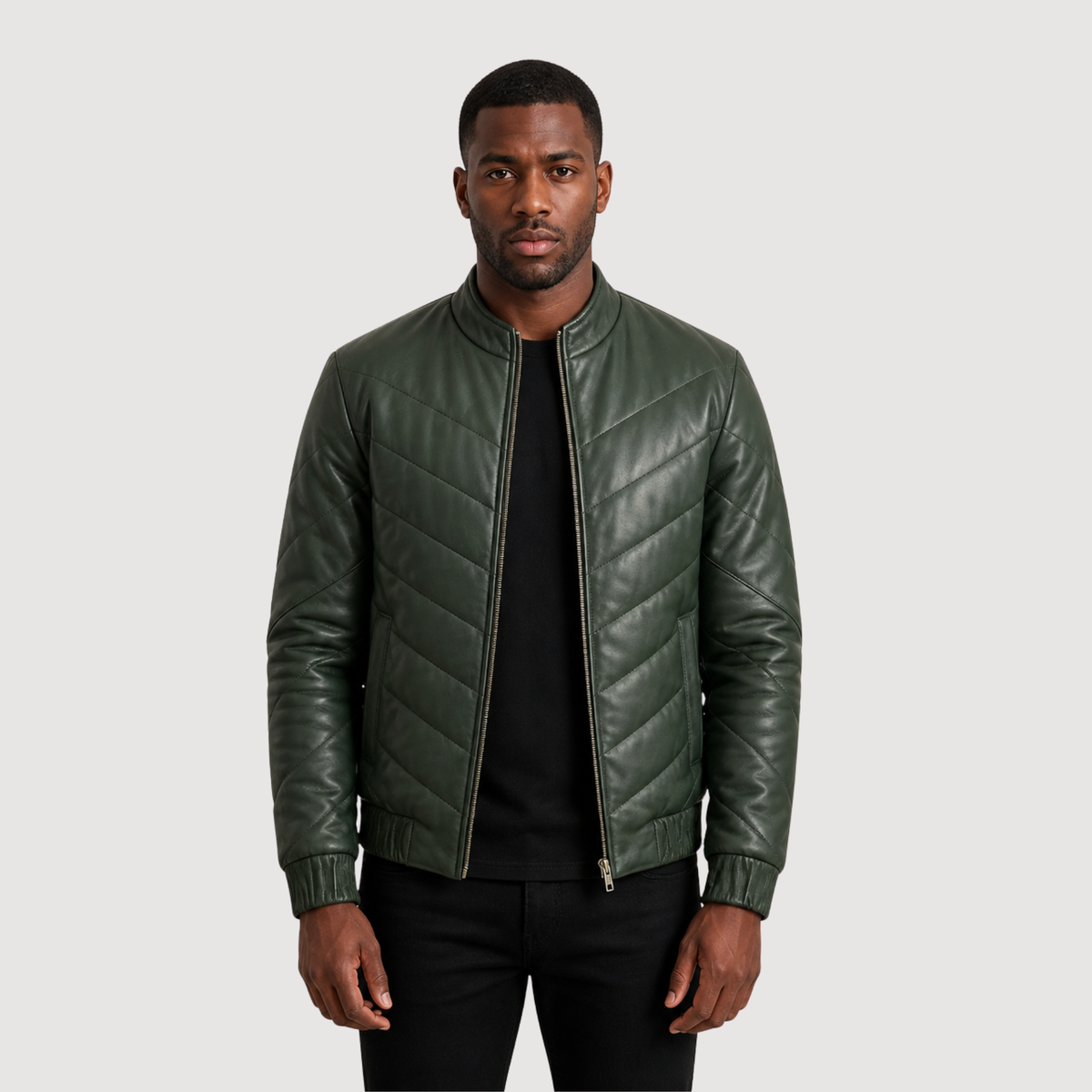 Travis Green Leather Puffer Jacket