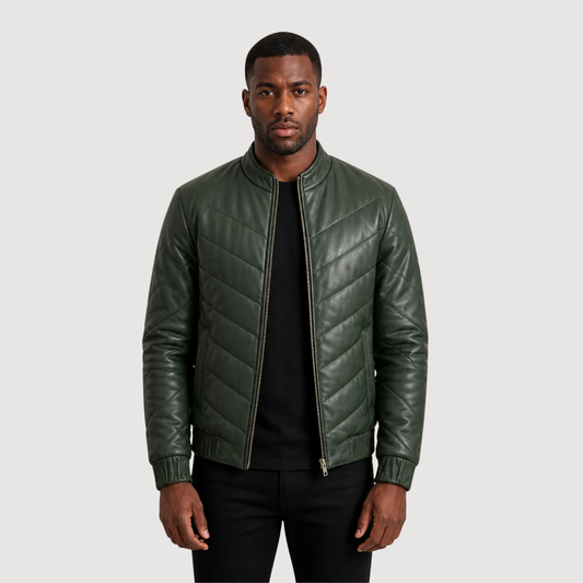 Travis Green Leather Puffer Jacket
