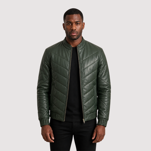 Travis Green Leather Puffer Jacket