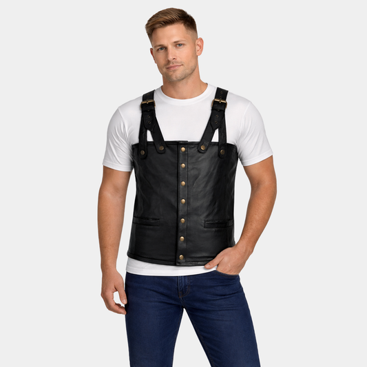 Tupac Suspender Leather Vest