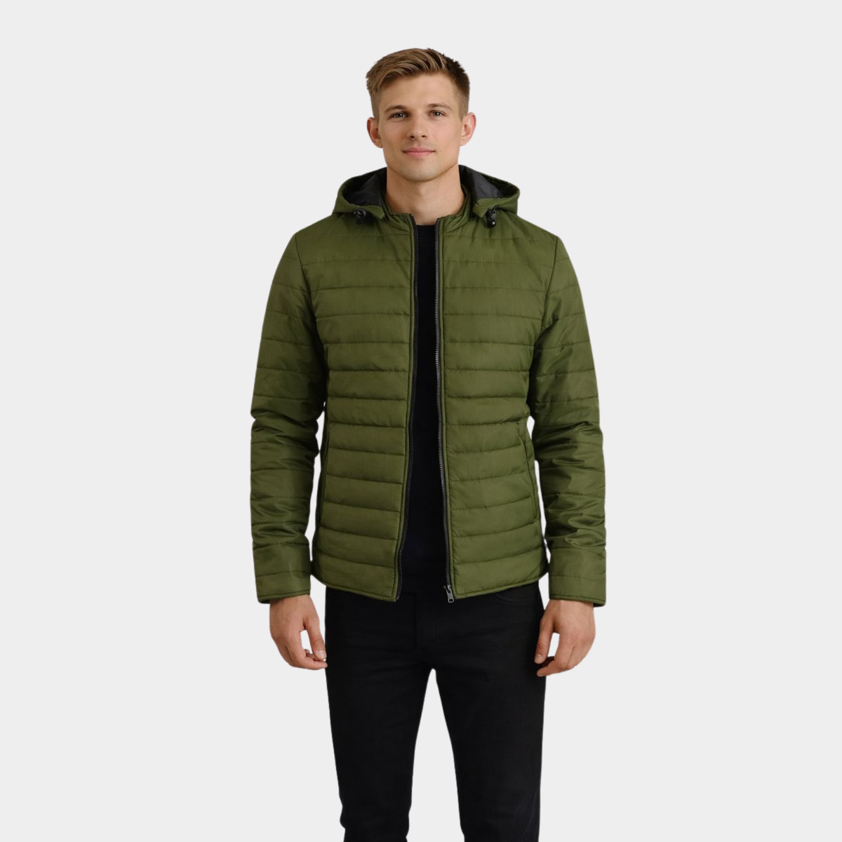 Men's Aspen Green Hooded Puffer Jacket