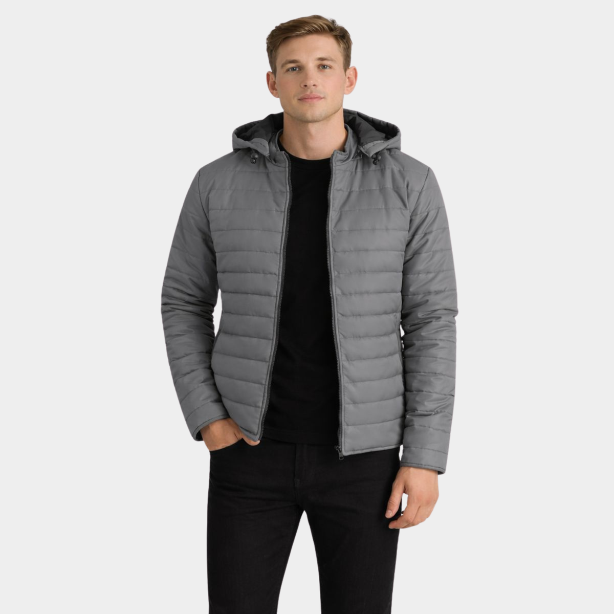 Men's Aspen Grey Hooded Puffer Jacket