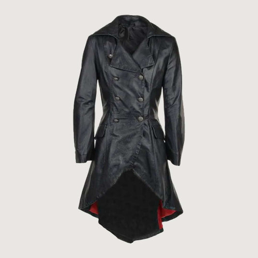 Double Breasted Gothic Raven Black Coat