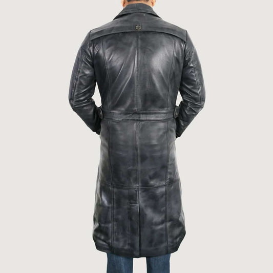 Versatile Men's Black Lambskin Leather Coat