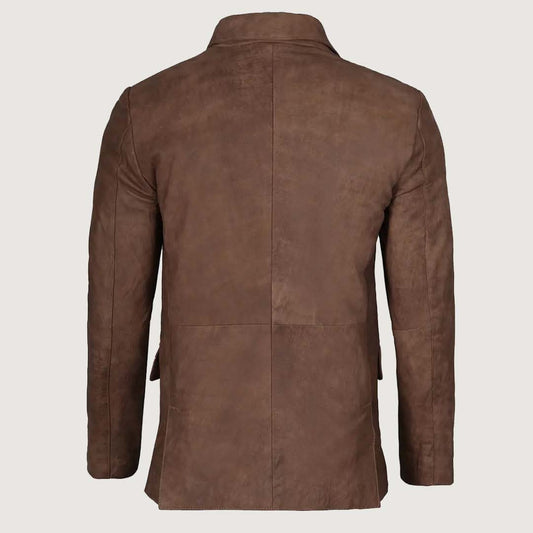Men's Rub Off Light Brown Lambskin Leather Blazer
