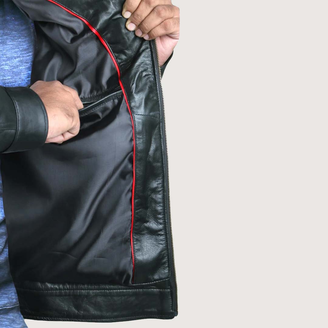 Men's Genuine Cow Rub Off Leather Coat (Trench Coat)
