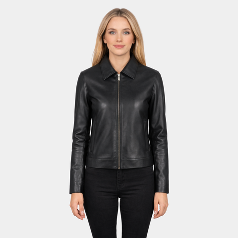 Vixen Black Classic Collar Leather Jacket