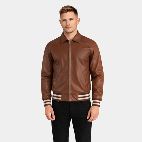 Walton Brown Leather Varsity Jacket