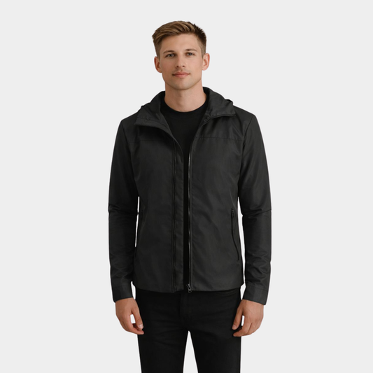 Wesley Black Hooded Windbreaker Jacket