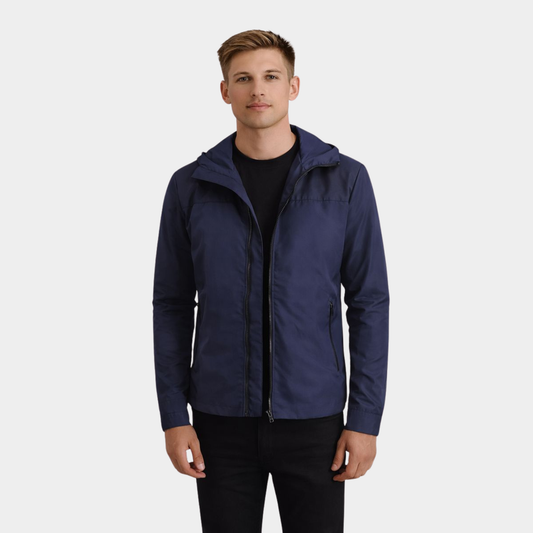 Wesley Blue Hooded Windbreaker Jacket
