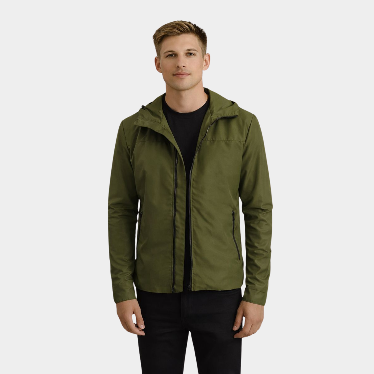 Wesley Green Hooded Windbreaker Jacket
