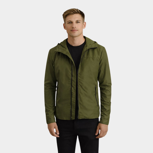 Wesley Green Hooded Windbreaker Jacket