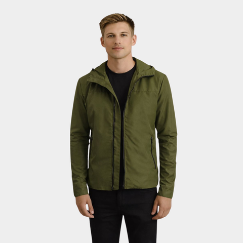 Wesley Green Hooded Windbreaker Jacket
