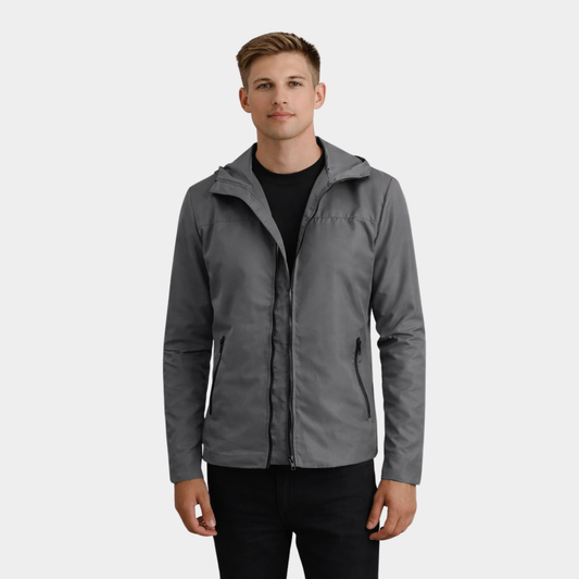 Wesley Grey Hooded Windbreaker Jacket